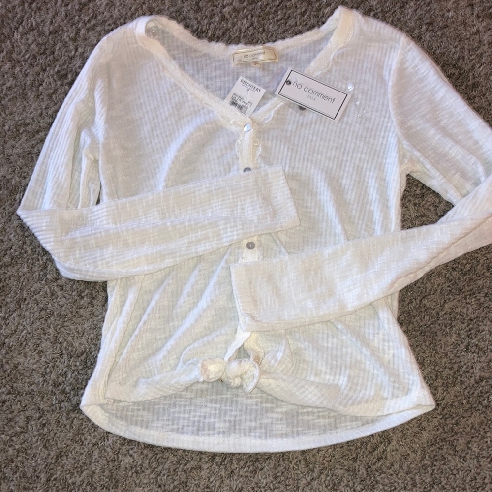 NEW WITH TAGS Tie Front Light Cream Blouse